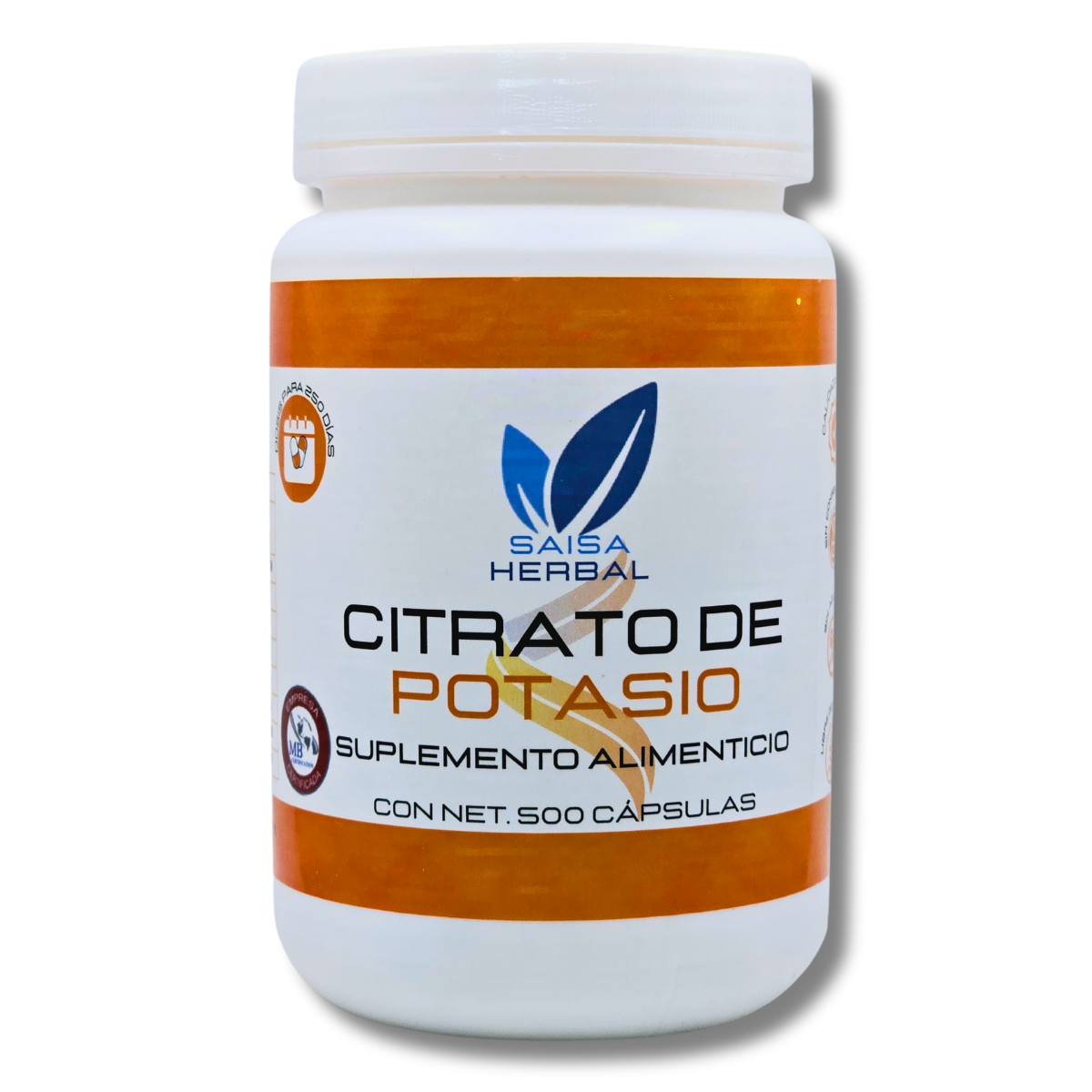 Citrato De Potasio De Bote Con 500 Cápsulas De 500 Mg C/u.